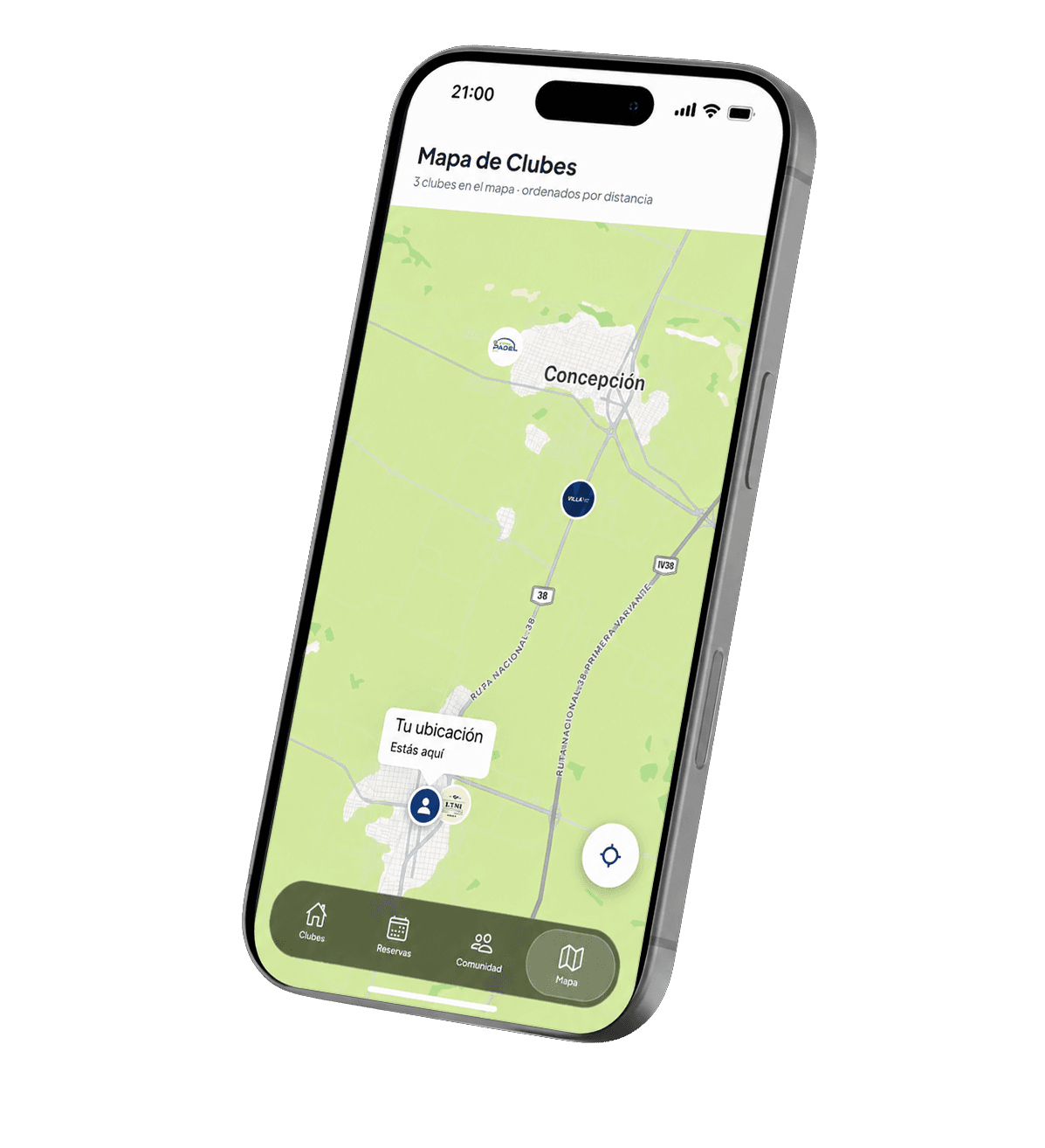 Descubrí los clubes más cercanos en el mapa de la app